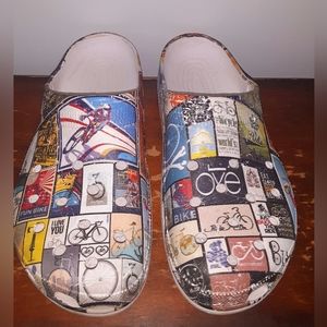 I'd Rather Be Multicolor Bicycle Theme Clogs Slides Men Size 13